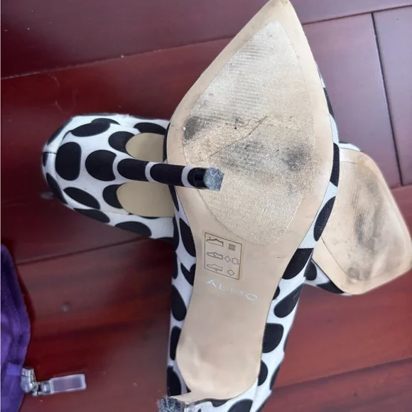 Aldo Black and White Polka Dot Heels - Picture 4 of 4
